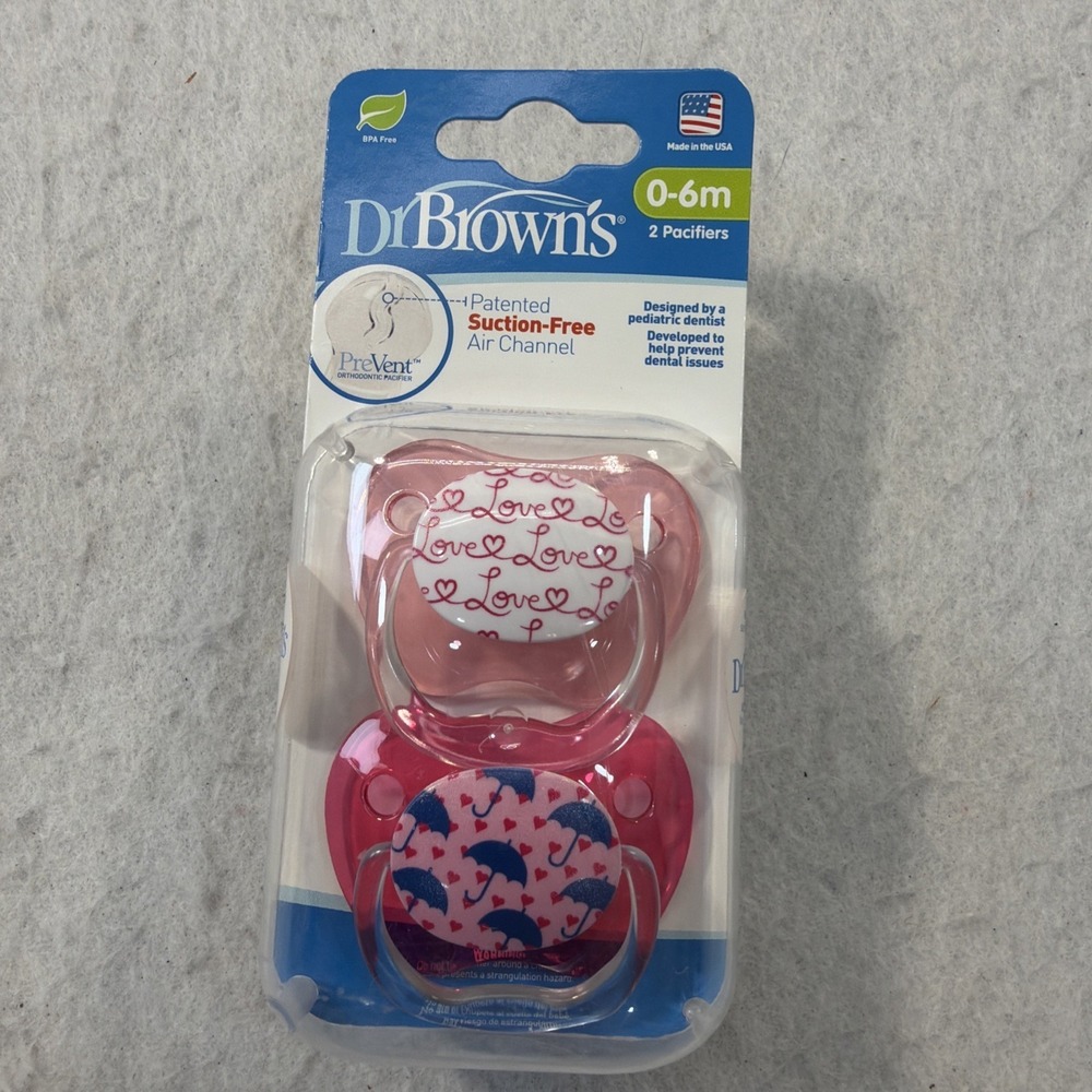 Dr‎ Brown's PreVent Pacifiers 2-Pack 0-6 Months NEW